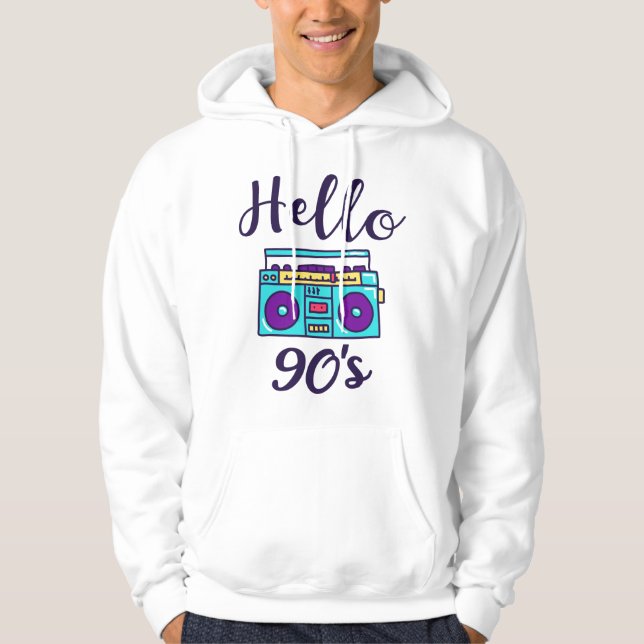 Veste À Capuche Bonjour 90s radio cassette enregistreur (Devant)