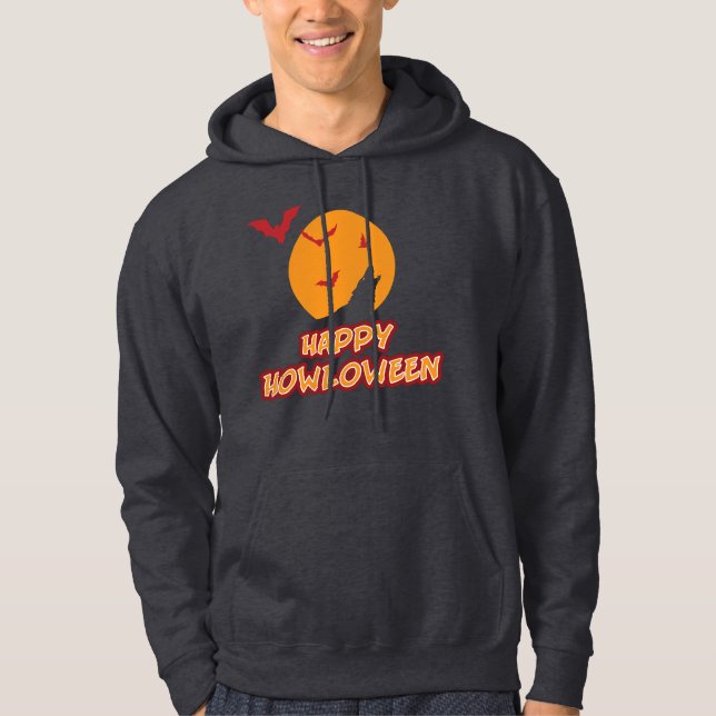 Veste À Capuche Bonne Howloween Howling Wolf's Head T-Shirt (Devant)