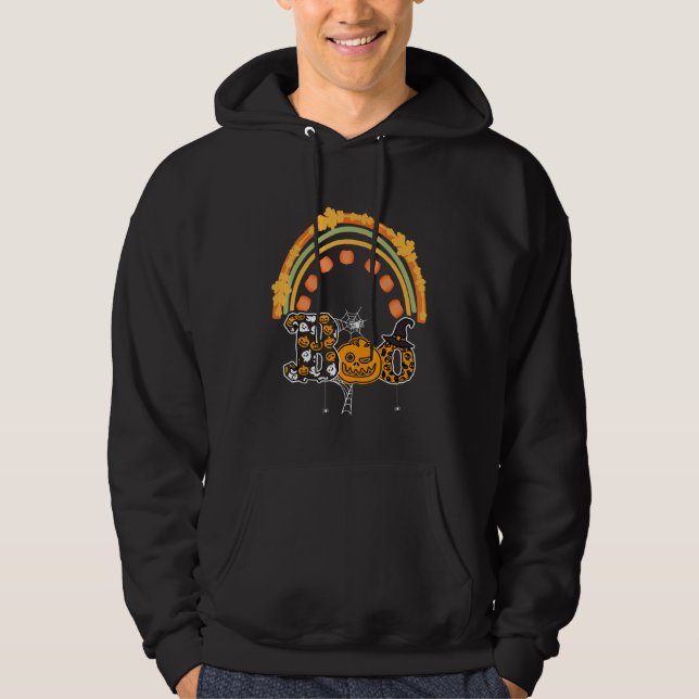Veste À Capuche Boo With Spiders And Witch Hat Halloween Rainbow (Devant)