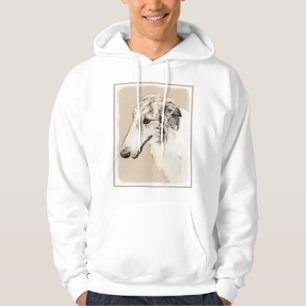 Veste À Capuche Borzoi (Argent Brindle) Peinture Chien Art origina