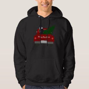 Veste À Capuche Boston Terrier Arbre de Noël Red Retro Truck