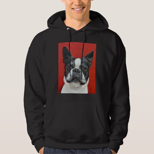 Veste À Capuche Boston Terrier Peinture En Acrylique Par Jimmie Ba (Devant)