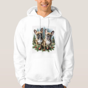 Veste À Capuche Bouledogue français Couronne de Noël Bulldog