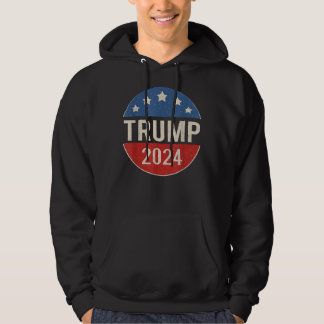 Veste À Capuche Bouton de campagne rétro Trump 2024 Re Elect Presi