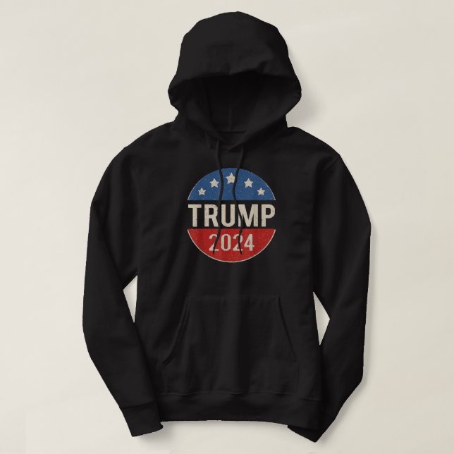 Veste À Capuche Bouton de campagne rétro Trump 2024 Re Elect Presi (Design devant)