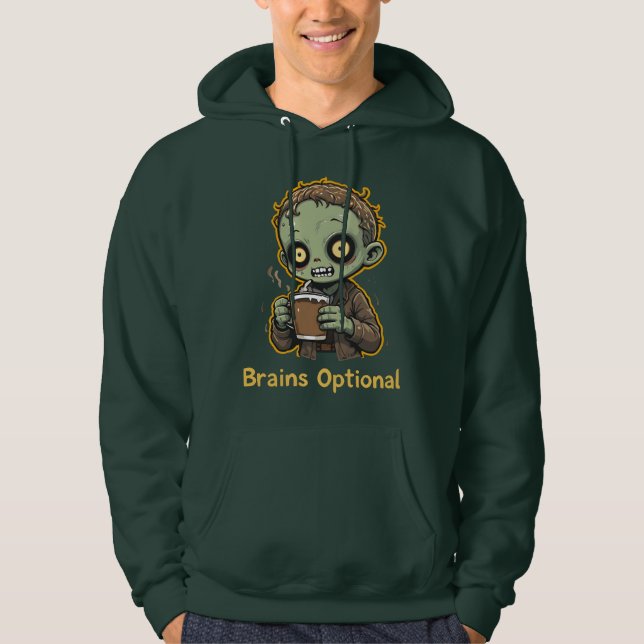 Veste À Capuche Brains Optional Zombie Coffee Funny Cute Undead  (Devant)