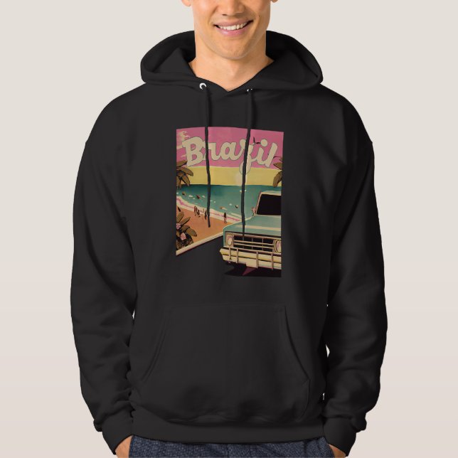 Veste À Capuche Brazil Retro Beach Vacation Graphics Brazilian Sur (Devant)
