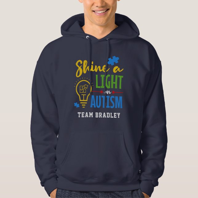 Veste À Capuche Brille une lumière sur l'autisme équipe personnali (Devant)