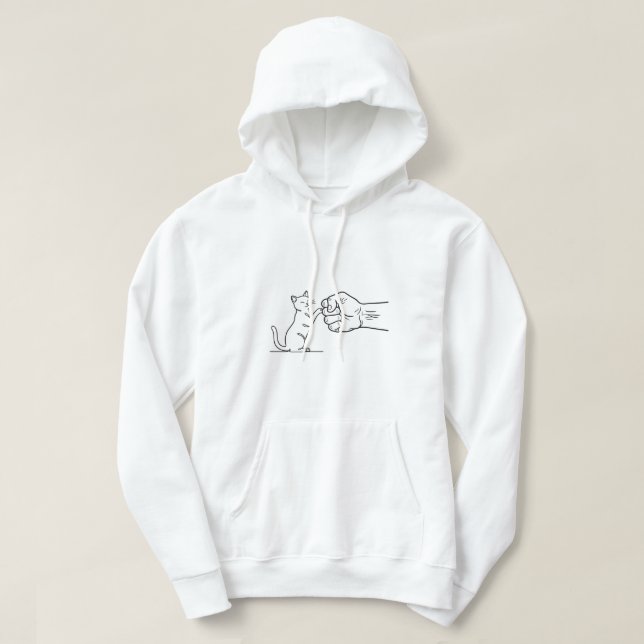 Veste À Capuche  "Bro Cat" Minimalist Fist Bump Hoodie (Design devant)
