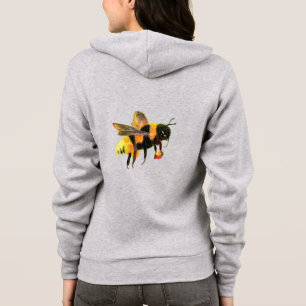 Veste À Capuche Bumble Bee transportant du pollen gris clair