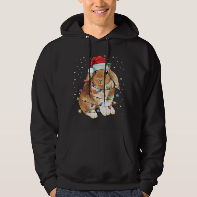 Veste À Capuche Bunny Rabbit lumières de Noël Santa Hat Funny Noël (Devant)