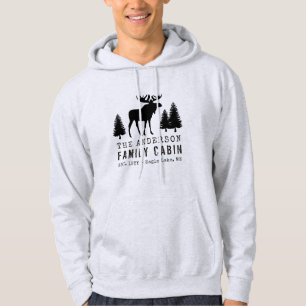 Veste À Capuche Cabine de famille Silhouette de pin d'orignal rust