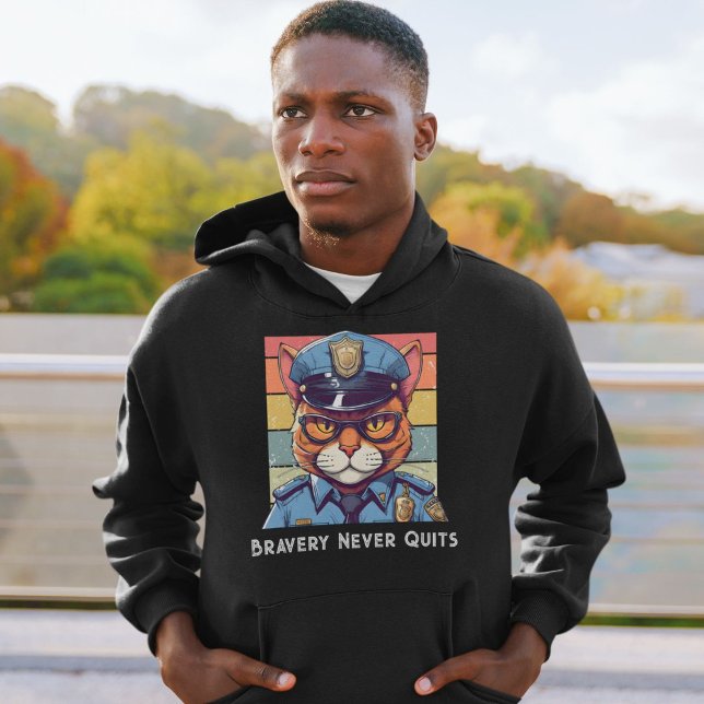 Veste À Capuche Cadeaux de chats d'anniversaire pour les policiers (Birthday Cat Gifts for Police Officers Dad Grandpa)