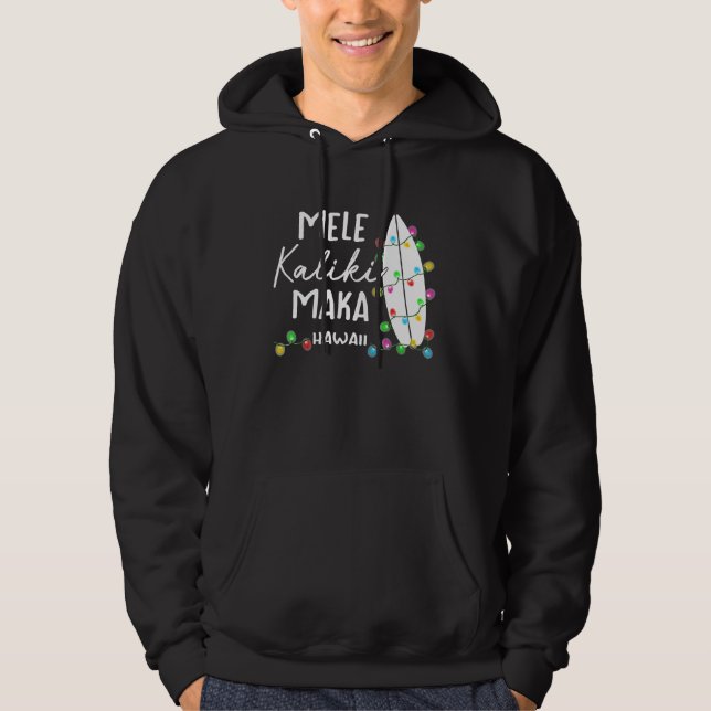 Veste À Capuche Cadeaux de Noël hawaïens Mele Kalikimaka Surf boar (Devant)