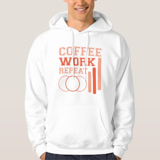 Veste À Capuche Café, Travail, Répétition - Typographie (Devant)
