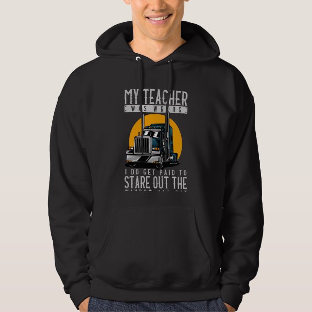 Veste À Capuche Camion Conduite Stare Out Fenêtre Plaisanterie Tru (Devant)
