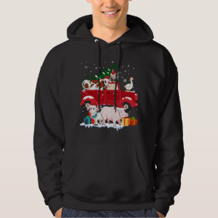 Veste À Capuche Camion Rouge Joyeux Noël Animaux Aime Ferme Farme