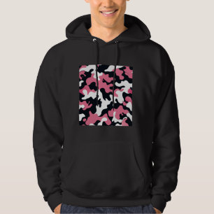 Veste À Capuche Camouflage rose noir blanc Art Joli Motif Cam