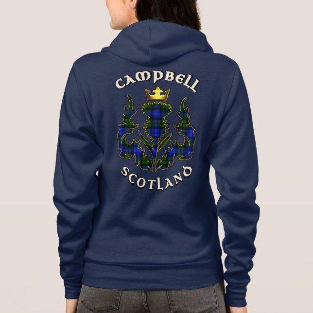 Veste À Capuche Campbell Clan Badge & Tartan avec devise (Dos)