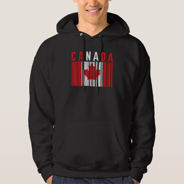 Veste À Capuche Canada Code-barres Feuille d'érable Canada Fierté  (Devant)