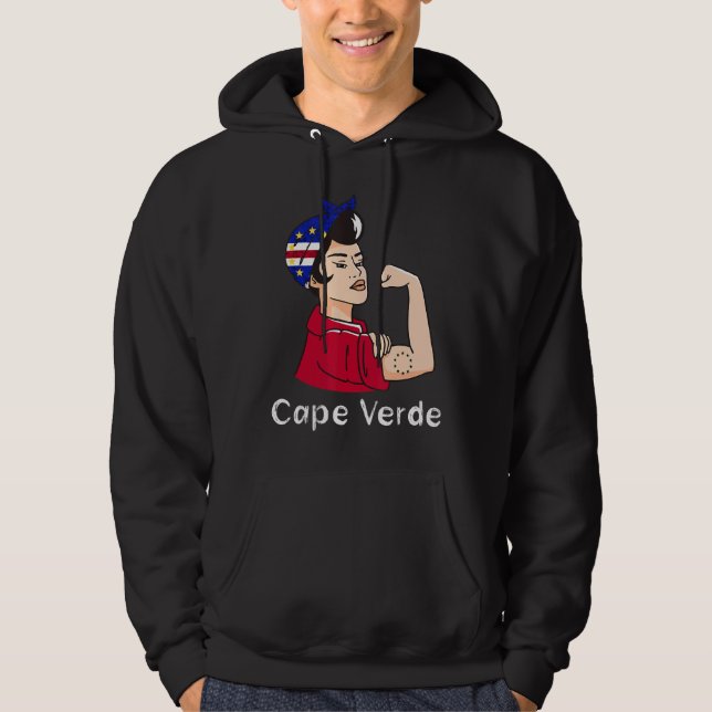 Veste À Capuche Cap-Vert Forte Racines Cap-Verdiennes Femme Écarf  (Devant)