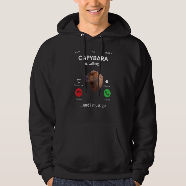Veste À Capuche Capybara Appelle Et Je Dois Aller Capybara (Devant)