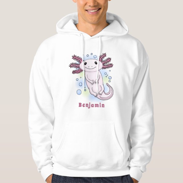 Veste À Capuche Caricature axolotl rose adorable (Devant)