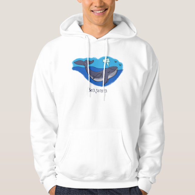 Veste À Capuche Caricature de baleine mignonne et de baleine de ve (Devant)
