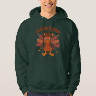 Veste À Capuche Caricature de Turquie Thanksgiving - "Gobble Gobbl