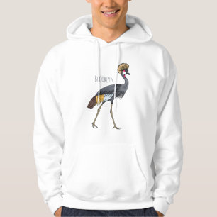 Veste À Capuche Caricature d'oiseau de grue couronné gris