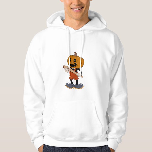 Veste À Capuche Caricature du citrouille de la vieille école (Devant)