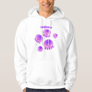 Veste À Capuche Caricature kawaii de méduse violette rose mou