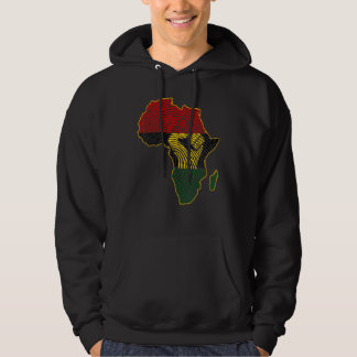 Veste À Capuche Carte de l'Afrique Drapeau africain Empreinte noir