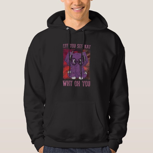 Veste À Capuche Casques Eléphants Et Lunettes Hipster (Devant)
