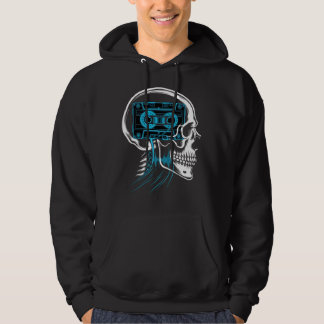 Veste À Capuche Cassette audio néon bleu crâne Art d'onde sonore