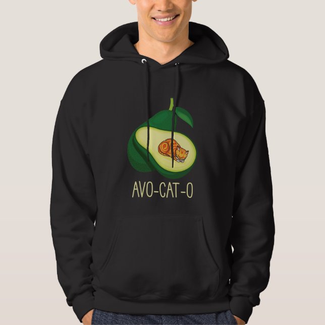Veste À Capuche Cat Dormant Avocado Cute Animal Pun (Devant)