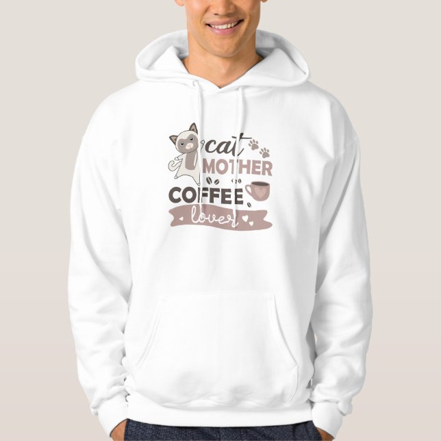 Veste À Capuche Cat Mère Café Lover Cute Cats Coupe De Café (Devant)