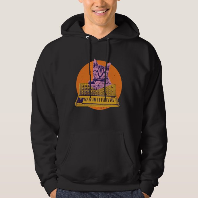 Veste À Capuche Cat Synthesizer Music Producteur Design (Devant)