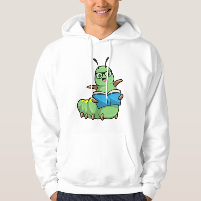 Veste À Capuche Caterpillar Nerd avec livre et lunettes (Devant)