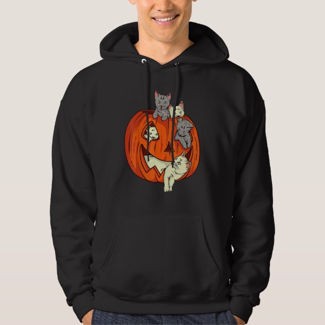 Veste À Capuche Cats Pumpkin Carved Jack O Lantern Cat Halloween C (Devant)