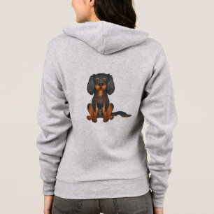 Veste À Capuche Cavalier King Charles Spaniel noir et feu assis