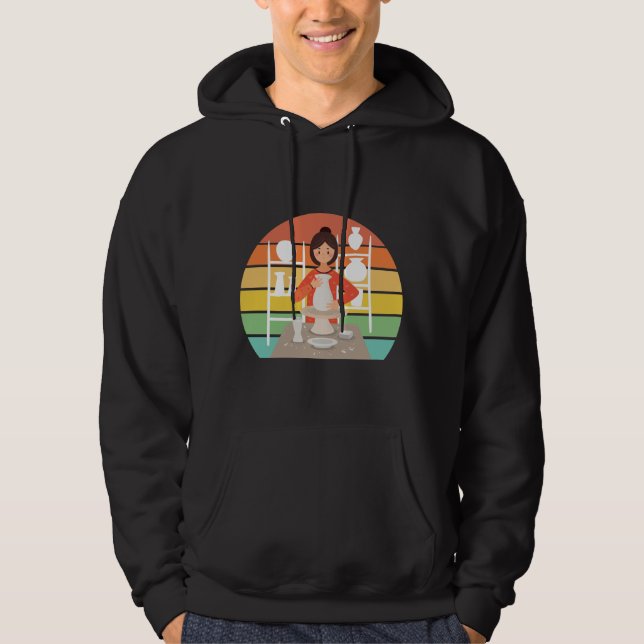 Veste À Capuche Céramique Kiln, femme de la poterie rétro (Devant)