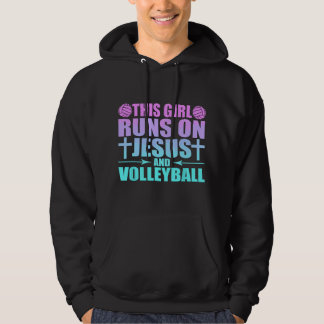 Veste À Capuche Cette Fille Court Sur Jésus Et Volleyball Cadeau