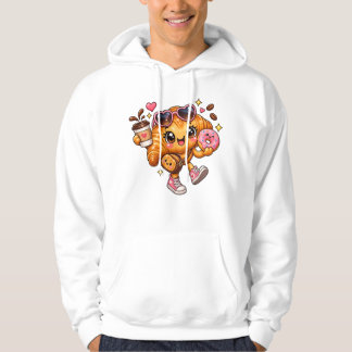 Veste À Capuche Chandail Café Croissant Donut Kawaii Mignon
