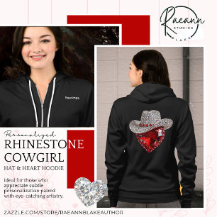 Veste À Capuche Chapeau de cowgirl personnalisé avec strass et swe