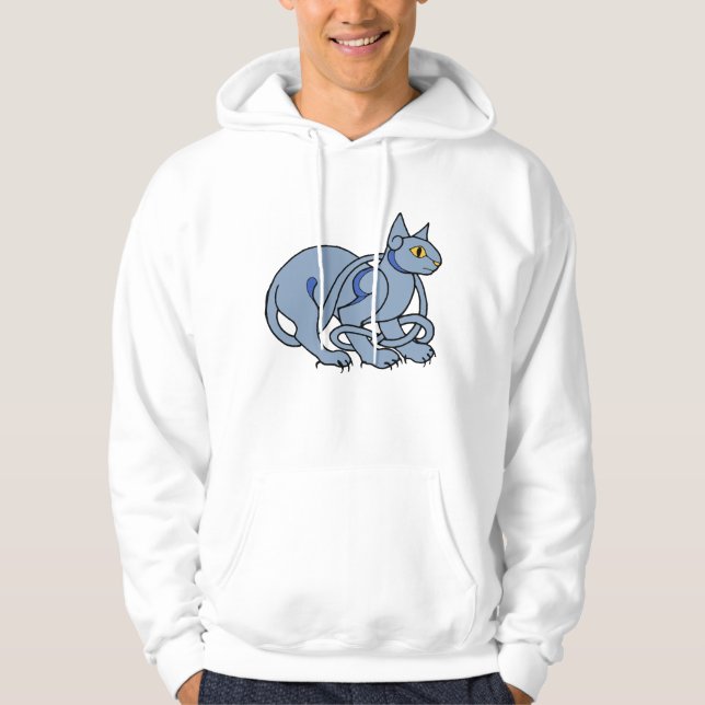 Veste À Capuche Chat bleu de noeud celtique médiéval d'art (Devant)