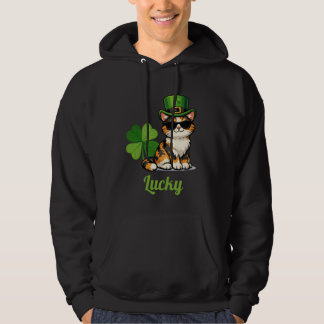 Veste À Capuche Chat Chanceux Saint Patrick Leprechaun Calico