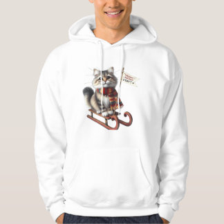 Veste À Capuche Chat Charmant sur Luge : "Jour de Neige Miaou !