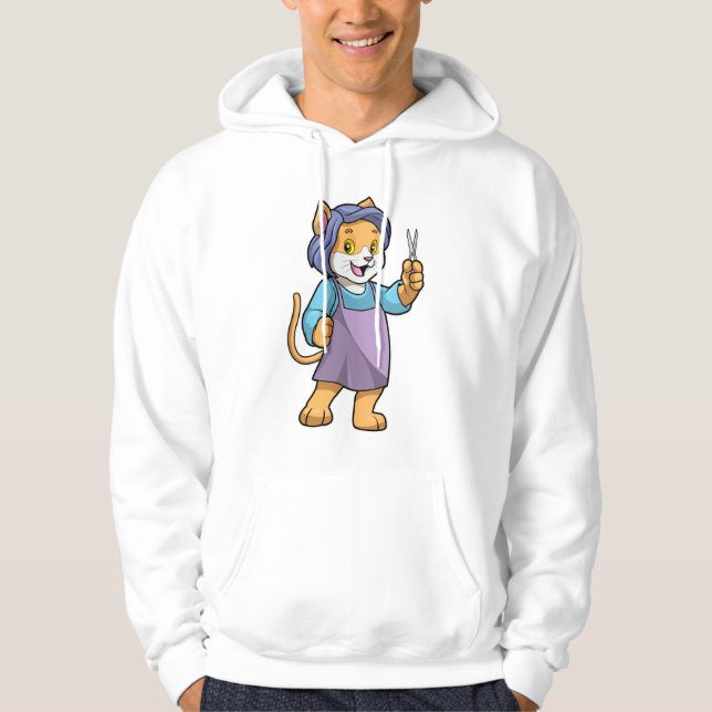 Veste À Capuche Chat coiffeur avec ciseaux (Devant)