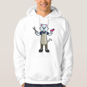 Veste À Capuche Chat coiffeur avec ciseaux et sèche-cheveux